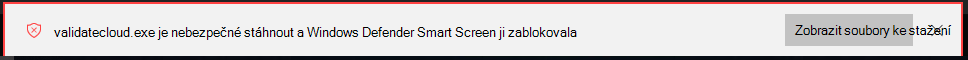 Filtr SmartScreen blokuje nebezpečné stahování a nabízí tlačítko pro zobrazení podrobností seznamu **Stažené**.