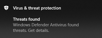 Microsoft Defender Oznámení o nalezených antivirových hrozbách poskytuje možnosti pro získání podrobností