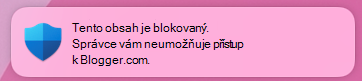 Zobrazuje informační zprávy o blokování obsahu ochrany sítě koncových uživatelů.