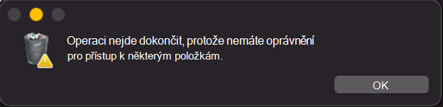 Snímek obrazovky se zprávou o zablokování operace