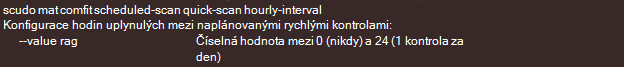 Snímek obrazovky s naplánovanou hodinovou kontrolou