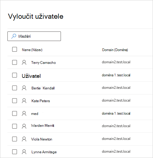 Zvolte uživatele, které chcete vyloučit.