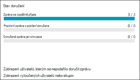 Oddíl Stav doručení na kartě Sestava sestavy simulace pro simulaci.