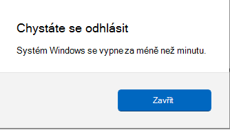 Snímek obrazovky s výzvou k odhlášení