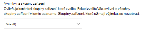 Zobrazuje se rozevírací seznam skupiny zařízení.