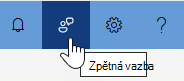 Snímek obrazovky s nabídkou portálu se zvýrazněnou ikonou zpětné vazby