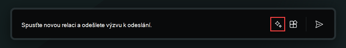 Snímek obrazovky s panelem výzev v Microsoft Security Copilot se zvýrazněnou ikonou Výzvy