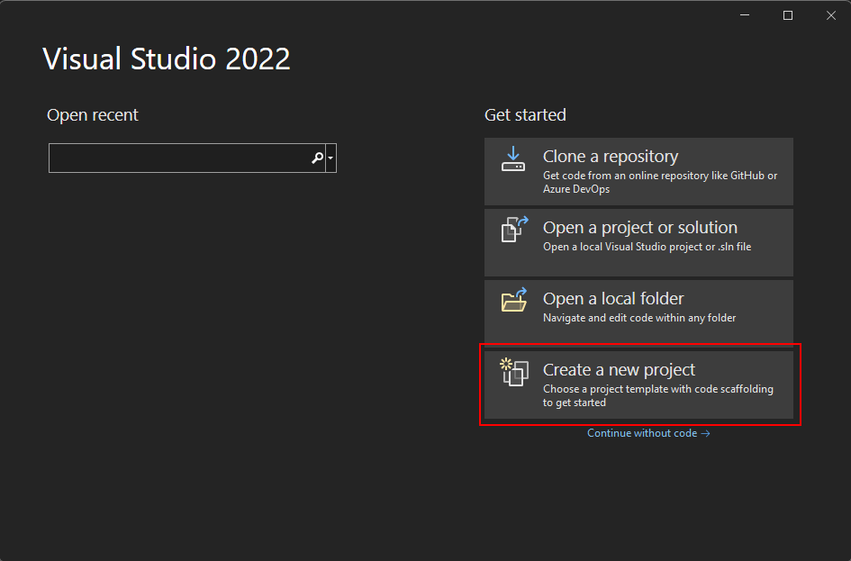 Vytvořte nový projekt model Windows Forms v sadě Visual Studio 2022 pro .NET.