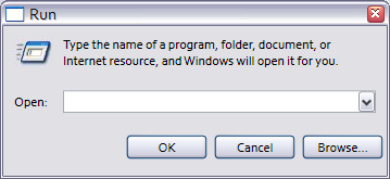 Screenshot showing an English Run dialog box.