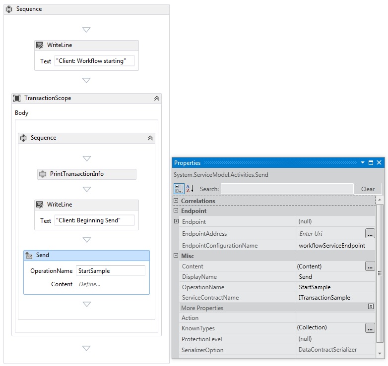 Setting the Send activity properties