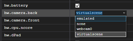 Changing an enum property in the Android Emulator settings for .NET MAUI on Windows.