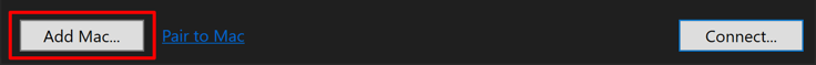 Tlačítko Přidat Mac v dialogovém okně Spárovat s Macem