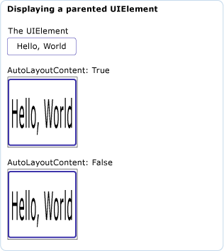 AutoLayoutContent s nadřazeným uiElement