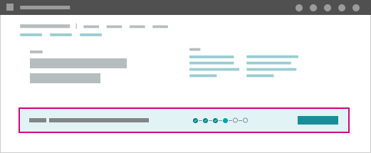 illustration of a collapsed banner with progress indication and a clear call-to-action to resume with the checklist activities.