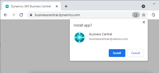 Obrázek tlačítka pro instalaci aplikace v prohlížeči Chrome.