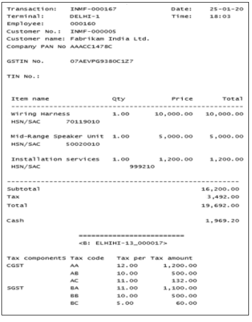 Scenario 1 first validation receipt example.