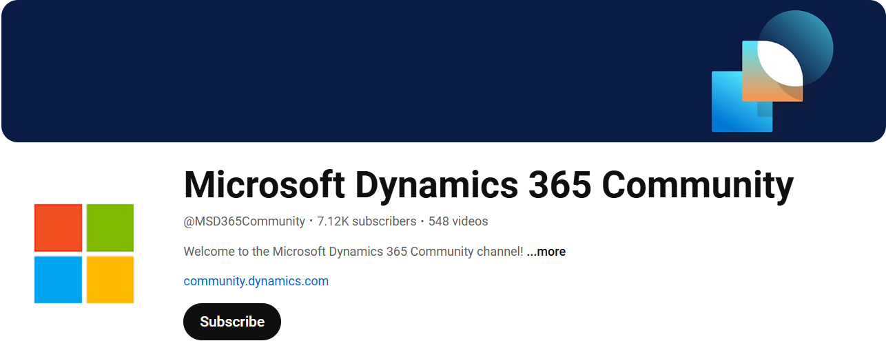 Náhled seznamu videí v kanálu Dynamics 365 na YouTube.