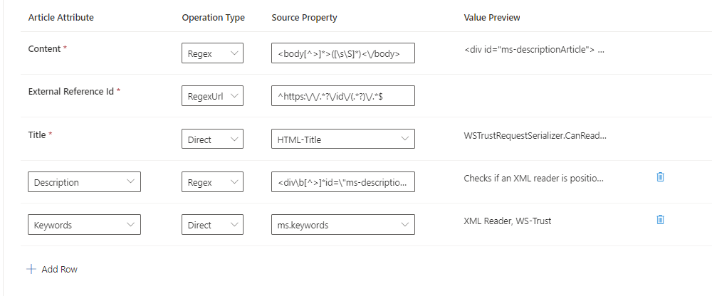 Snímek obrazovky vysvětluje mapování z vybraného html souboru.