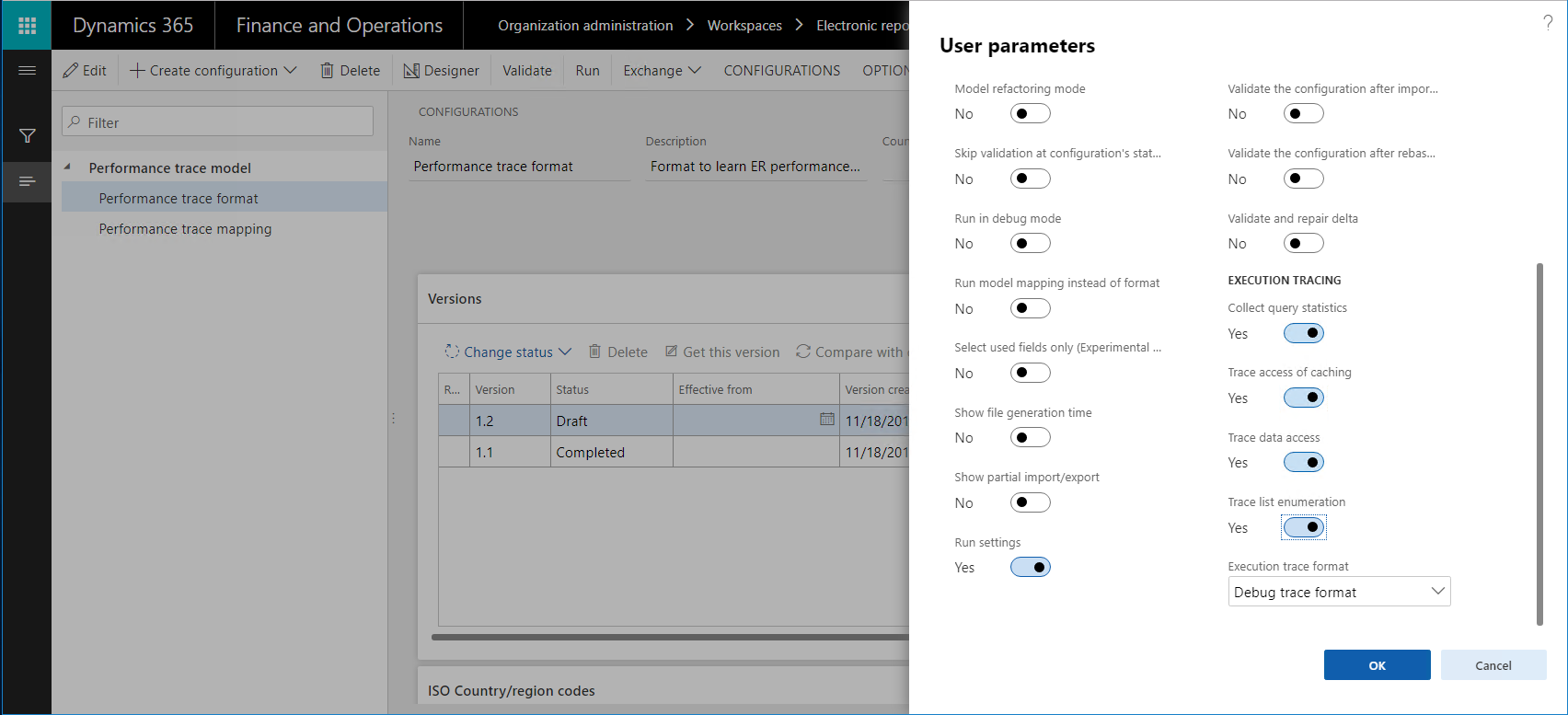 Dialogové okno Parametry uživatele.