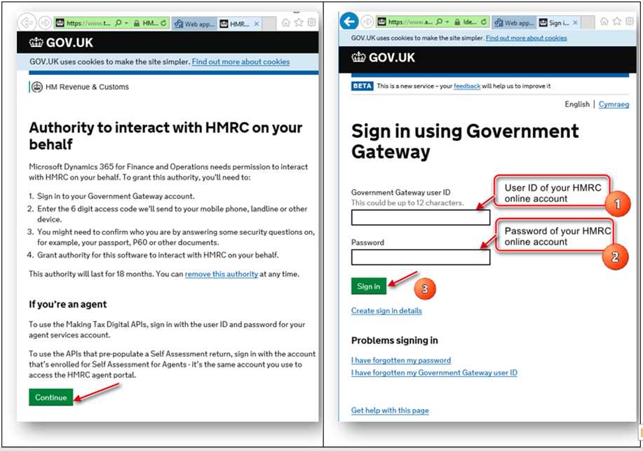 Signing in to the HMRC portal.