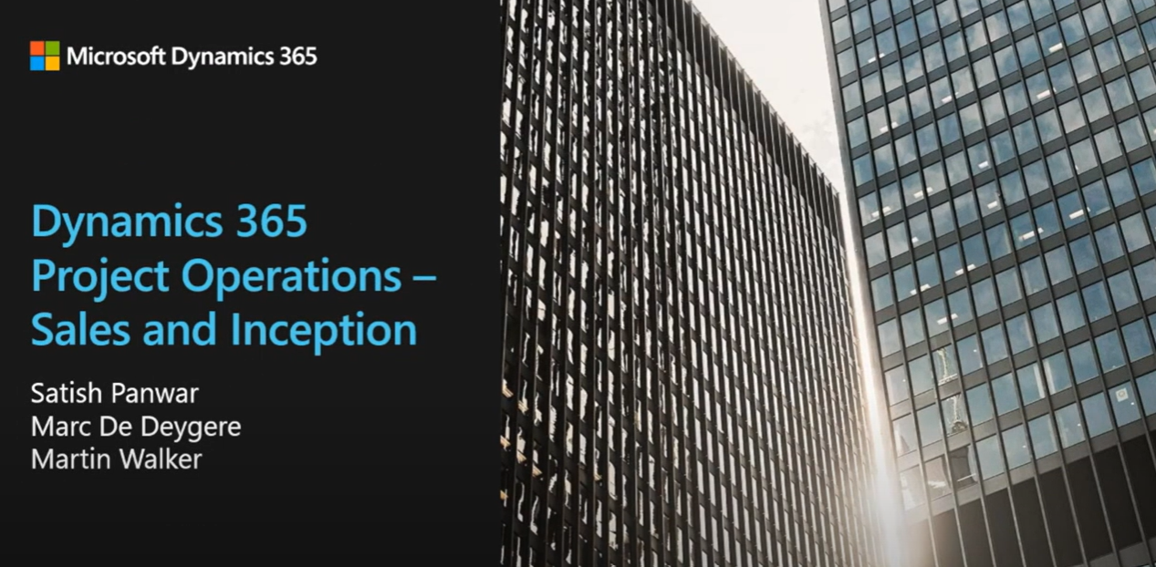 Thumbnail of the title slide for the 'Dynamics 365 Project Operations - Sales and Inception' presentation.