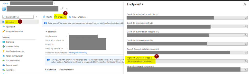 Microsoft Graph API endpoint.