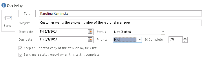 Dialogové okno Přiřadit úkol v aplikacích Dynamics 365.