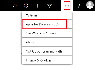 Vyberte aplikace pro Dynamics 365.