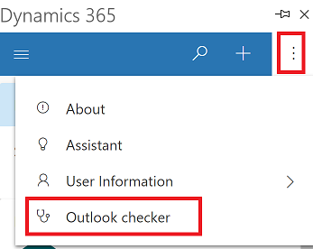 Outlook Checker na panelu příkazů.