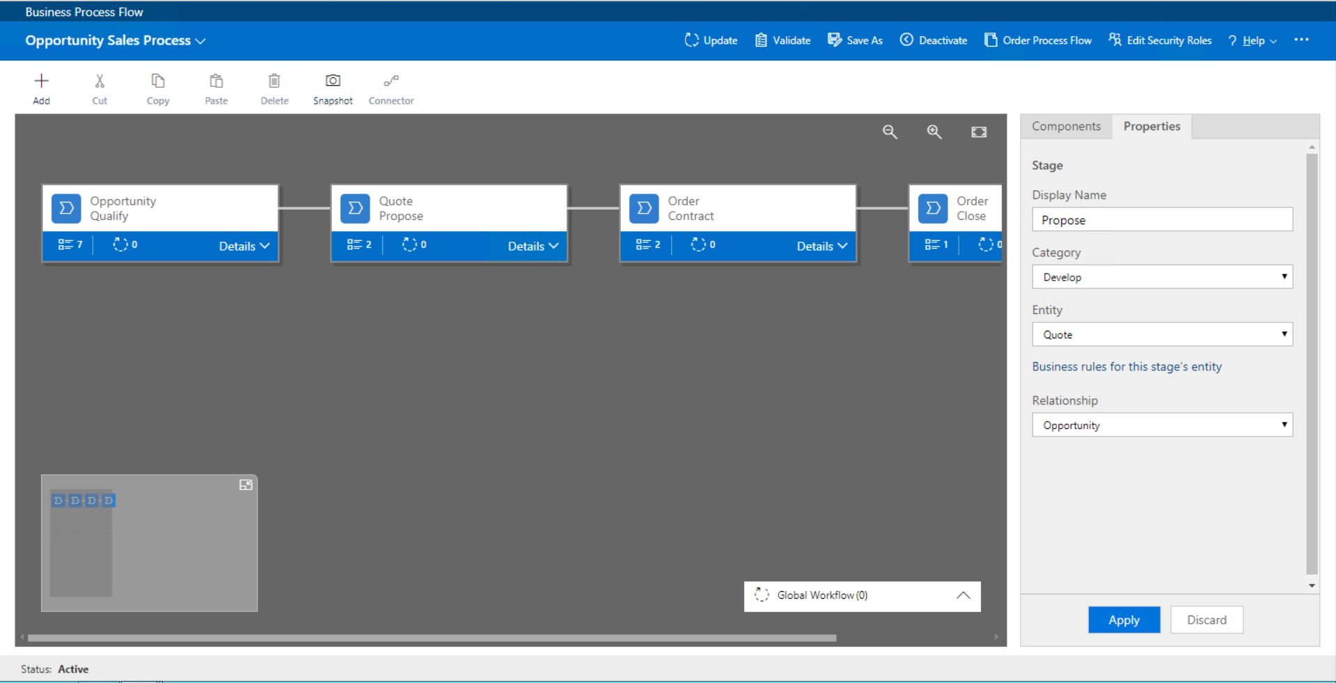 Konfigurace obchodního procesu v Dynamics 365.