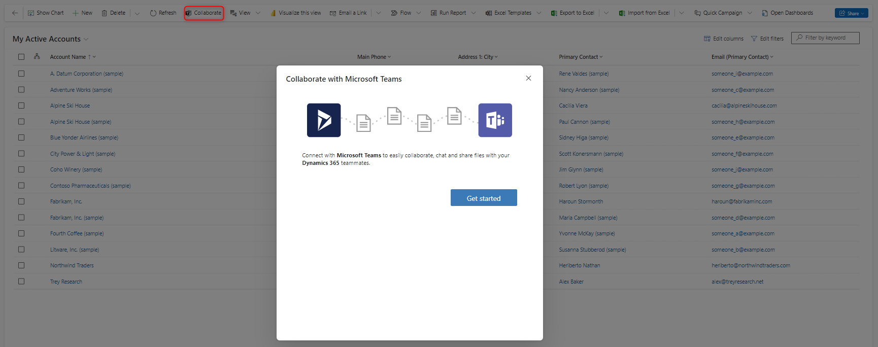 Otevření konverzace v aplikaci Microsoft Teams z aplikací Dynamics 365.