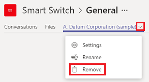 Odebrání karty aplikací Dynamics 365.