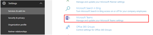 Vyhledání Microsoft Teams.