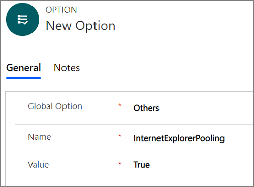 Povolení možnosti InternetExplorerPooling.