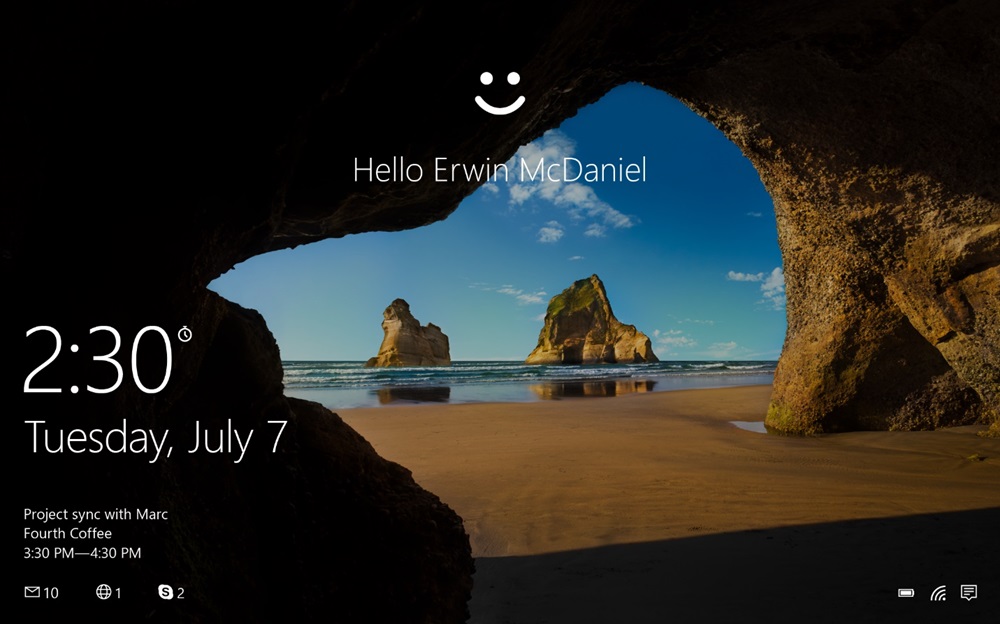 Příklad přihlášení uživatele pomocí Windows Hello pro firmy