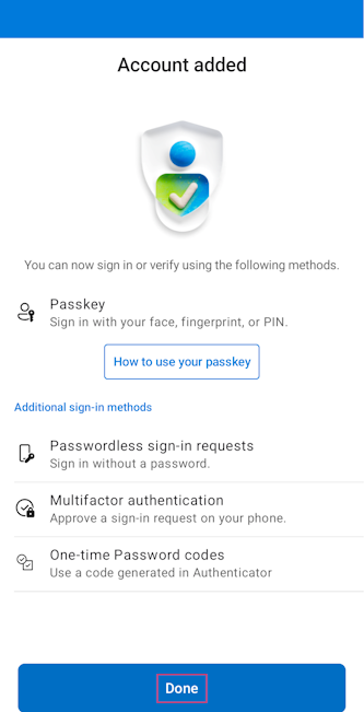 snímek obrazovky s účtem přidaným do Authenticatoru pro zařízení s Androidem