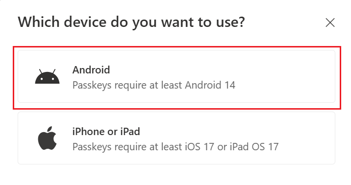 Snímek obrazovky, který ukazuje, jak zvolit jiný způsob v Androidu, pokud máte potíže.