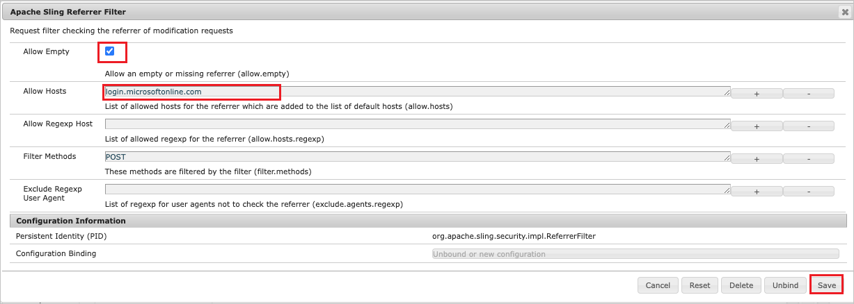 Snímek obrazovky s filtrem Sling Referrer