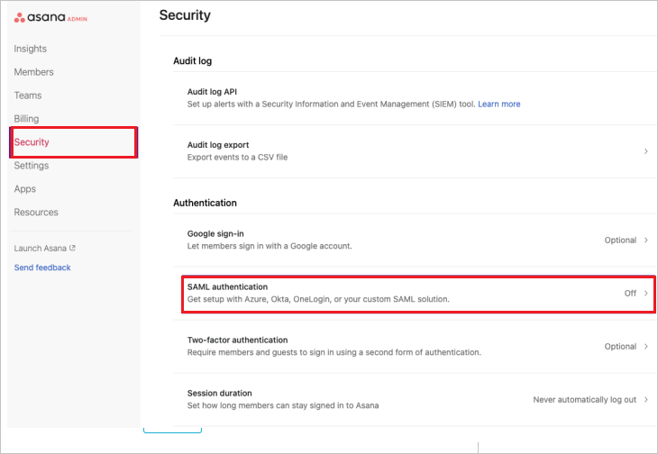 Screenshot showing Configure Single Sign-On Organization settings.