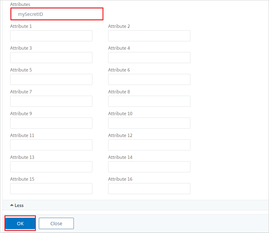 Konfigurace Citrix ADC – podokno Atributy