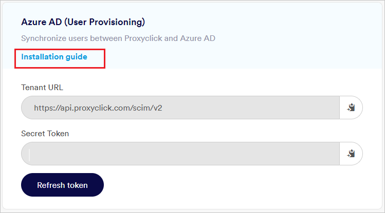 Vytvoření tokenu proxyclick