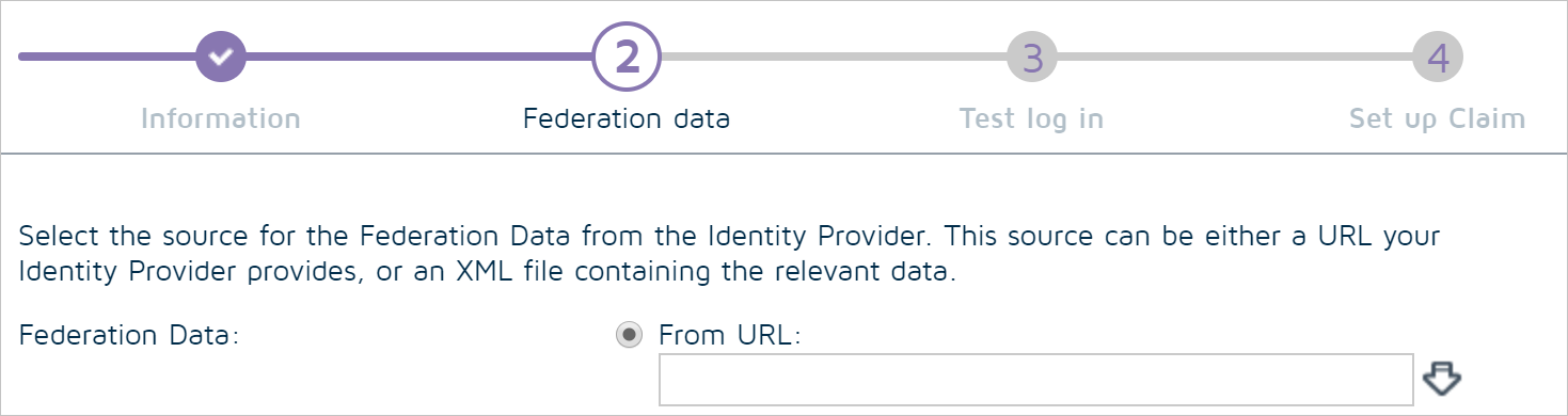 Screenshot showing page for entering the URL for downloading Microsoft Entra metadata