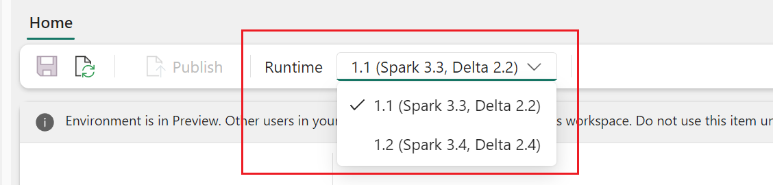 Snímek obrazovky s výběrem modulu runtime v prostředí