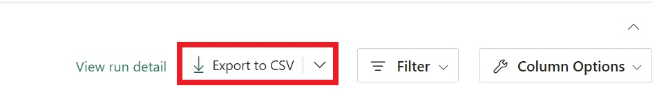 Snímek obrazovky s možností exportu do souboru CSV