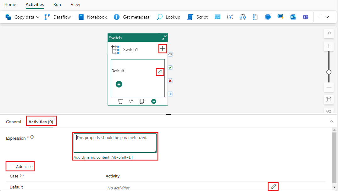 Screenshot showing the Lookup activity settings tab highlighting the tab, and where to choose a new connection.