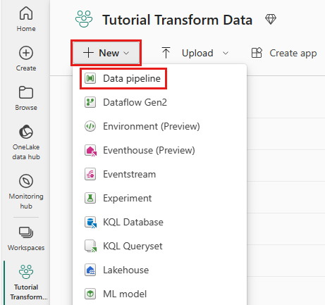 Snímek obrazovky ukazující, kde spustit nový datový kanál