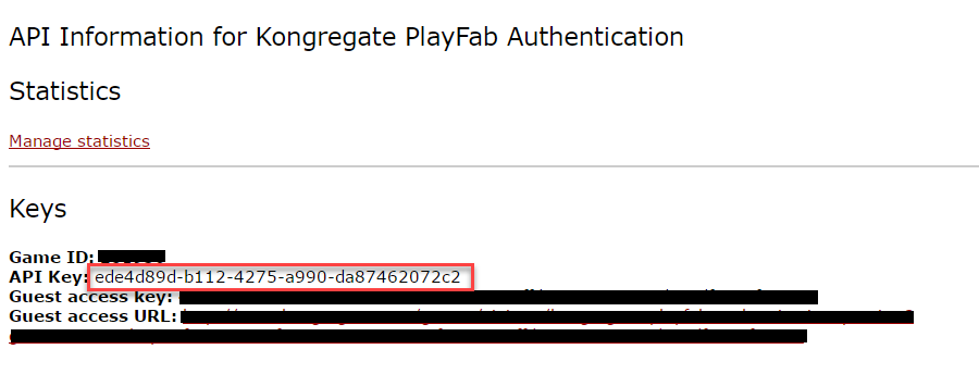 Kongregate API Key