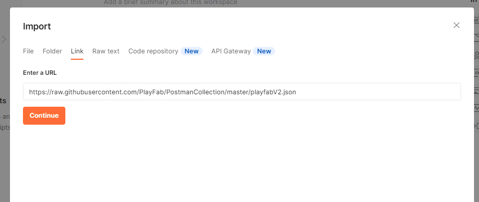 Postman Select Import From Link