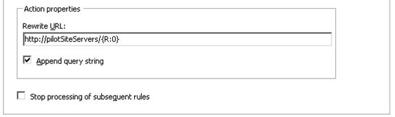 Screenshot of unchecked Stop processing of subsequent rules after the Action properties section.