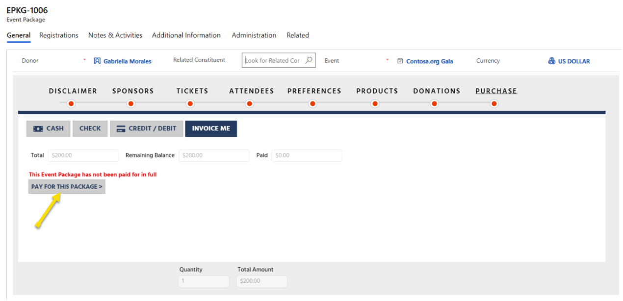 Invoice an event registrant.